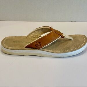Sperry Top Sider Women's Tan and Cream Thong Sandals SZ 7